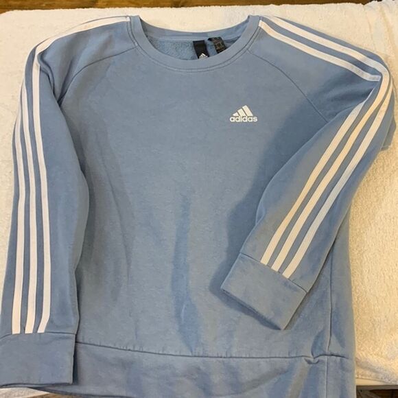 Adidas sweatshirt kids size M 12-14 powder blue excellent condition - Picture 1 of 5